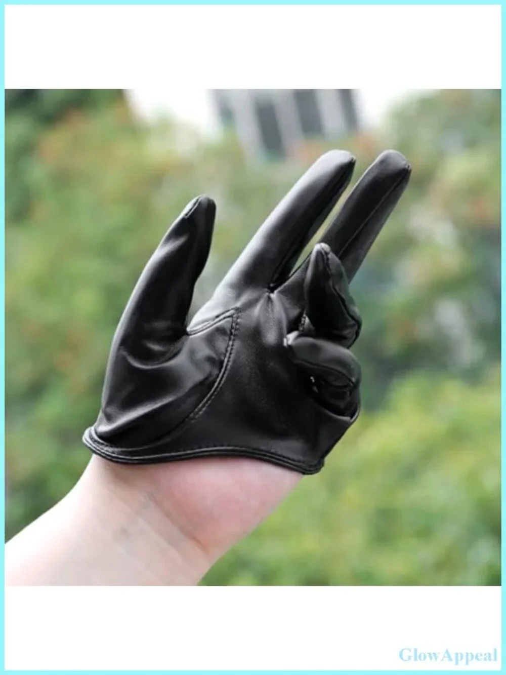 Black PU Leather Half Finger Gloves for Dance, Driving & Cosplay